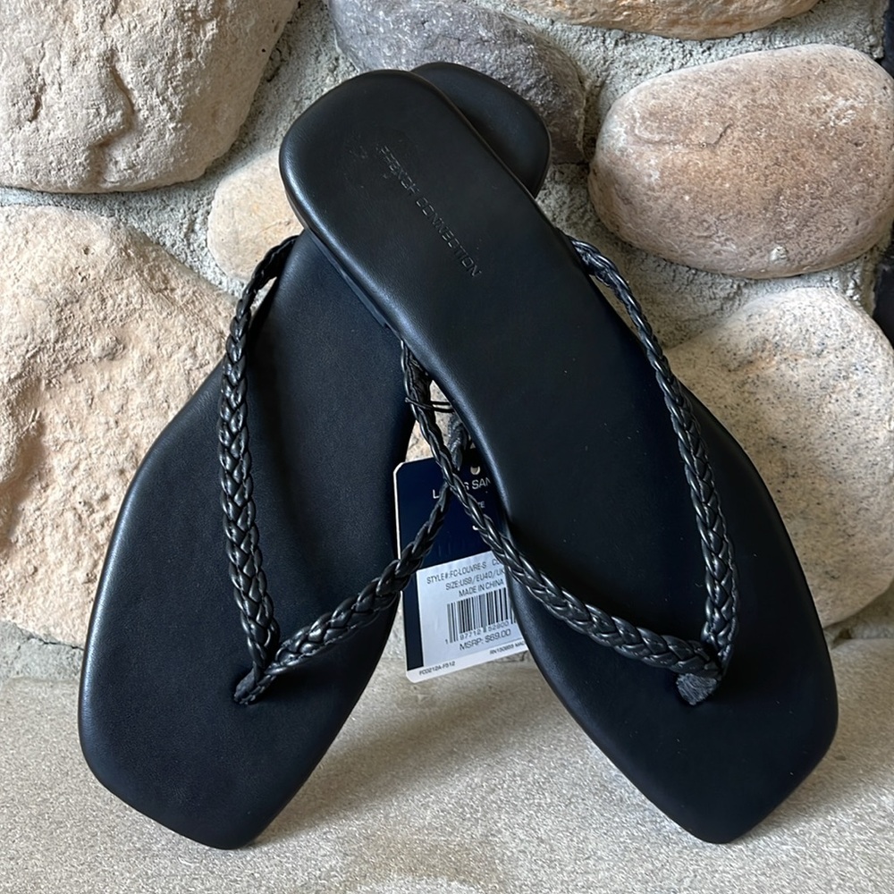 French Connection Black Braided Women's Sandals, Sz 9